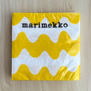 マリメッコ marimekko ペーパーナプキン 紙ナプキン ランチサイズ 20枚 554579 LOKKI ロッキ light yellow ホワイト+イエロー系 北欧紙ナ