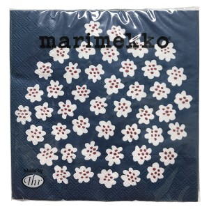 マリメッコ marimekko ペーパーナプキン 紙ナプキン ランチサイズ 20枚 575740 PUKETTI プケッティ blue 花柄 ブルー 紙ナフキン 北欧 フ