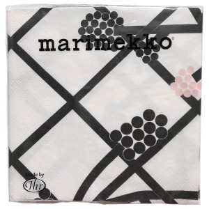 マリメッコ marimekko ペーパーナプキン 紙ナプキン ランチサイズ 20枚 732400 HORTENSIE ホルテンシエ ホワイト+ブラック+ピンク 紙ナフ