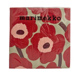 マリメッコ marimekko ペーパーナプキン 紙ナプキン ランチサイズ ihr 20枚 552616 UNIKKO ウニッコ red linen レッド+ベージュ系 北欧 