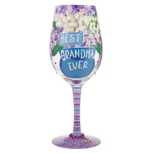 ロリータ LOLITA グラス ワイングラス 6010658 Best Grandma Ever 史上最高のおばあちゃん 敬老の日 花 パープル系＋マルチカラー ブラン