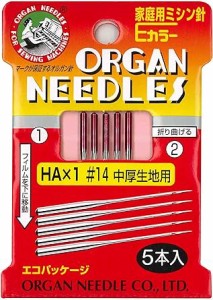 オルガン針 ORGAN NEEDLES 家庭用ミシン針Eカラー HA×1 ＃14 中厚生地用