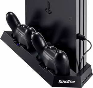 KINGTOP PS4用 放熱ファン付きスタンド コントローラー充電可能USBポート 3つ付き プレイステーション4全シ