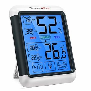 ThermoProサーモプロ 湿度計デジタル 温湿度計室内 LCD大画面温度計 最高最低温湿度表示 タッチスクリーンとバ