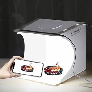 PULUZ 撮影ボックス 写真スタジオ「ミニ的に小物専用」20cm簡易 LEDライト2本付き 6色背景布 卓上撮影ブース