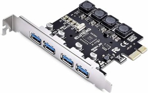 ELUTENG USB3.0 増設ボード 4ポート インターフェースカード 独立給電 5Gbps高速伝送 USB拡張カー