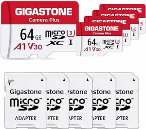 【4K 動画録画】 Gigastone マイクロsdカード 64GB 5個セット, 4K UHD録画, 5 SDアダプタ