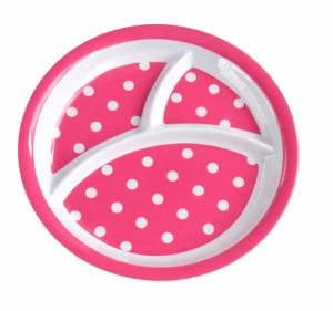 メラミンランチ皿 ポルカドット Dピンク 直径25cm (100円ショップ 100円均一 100均一 100均)