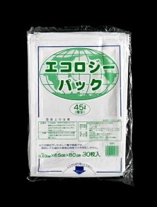 ゴミ袋 エコロジーパック 45L 厚手 白 30枚入