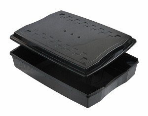 収納ケース　フタ付　ブラック　Ａ４サイズ（３４．４×２５．３×高さ７．３ｃｍ）