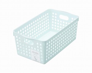 ストックバスケット ワイド ライトブルー 16.6×29.3×高さ11.5cm (100円ショップ 100円均一 100均一 100均)