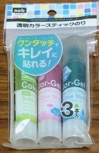 スティックのり 透明カラー 3本入 (100円ショップ 100円均一 100均一 100均)