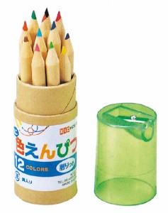 ミニ色えんぴつ 削り器付 12色入 (100円ショップ 100円均一 100均一 100均)