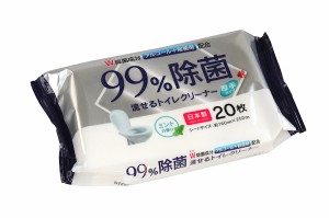 流せるトイレクリーナー 99％除菌 厚手 ミントの香り 16×25cm 20枚入 (100円ショップ 100円均一 100均一 100均)