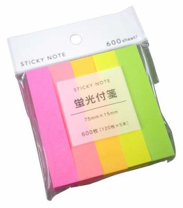 付箋 フィットメモ 7.5×1.5cm 600枚入 (100円ショップ 100円均一 100均一 100均)