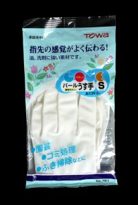 ゴム手袋 薄手 Ｓサイズ ホワイト (100円ショップ 100円均一 100均一 100均)