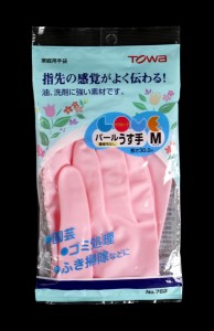 ゴム手袋 薄手 Ｍサイズ ピンク (100円ショップ 100円均一 100均一 100均)