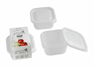 保存容器 ホームパックF ホワイト 容量300ml 3個入 (100円ショップ 100円均一 100均一 100均)