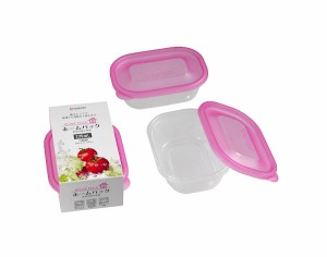食品容器 ホームパックH ピンク 容量220ml 3個入 (100円ショップ 100円均一 100均一 100均)