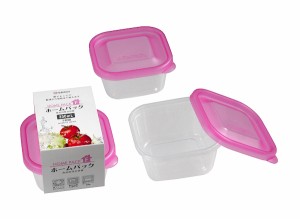 食品容器 ホームパックF ピンク 容量300ml 3個入 (100円ショップ 100円均一 100均一 100均)