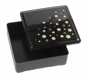 重箱 黒 13.5×13.5×高さ5.5cm (100円ショップ 100円均一 100均一 100均)