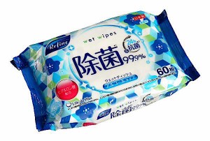 ウェットシート リファイン 99.9%除菌+24h抗菌 アルコールタイプ 20×12.5cm 60枚入 (100円ショップ 100円均一 100均一 100均)