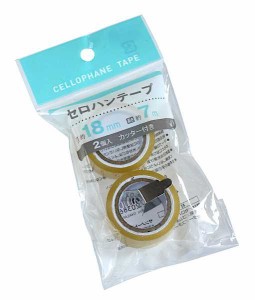 セロハンテープ 1.8cm×長さ7m 2個入 カッター付 (100円ショップ 100円均一 100均一 100均)