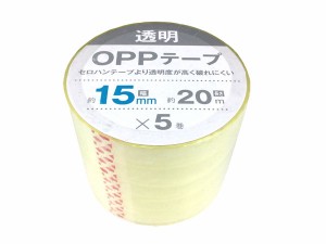 ＯＰＰテープ 幅15mm×長さ20ｍ 5巻入 ［種類指定不可］ (100円ショップ 100円均一 100均一 100均)