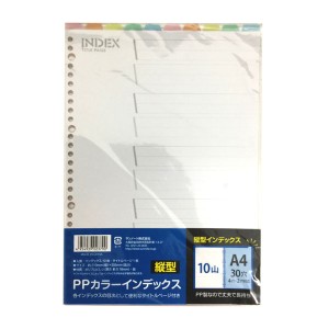 カラーインデックスシート ポリプロピレン製 縦型 Ａ4サイズ対応 10枚入 (100円ショップ 100円均一 100均一 100均)