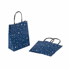 ペーパーバッグ 手提げ 縦型 星 Ｓサイズ(23×18×マチ8cm) 3枚入 ［色指定不可］ (100円ショップ 100円均一 100均一 100均)