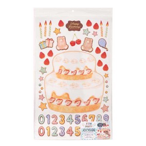 デコウォールステッカー バースデー柄 FUN PARTY 50×31cm (100円ショップ 100円均一 100均一 100均)