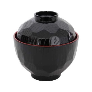 吸物椀 亀甲 黒内朱 レンジ対応 容量200ml