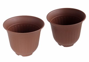 植木鉢 フラワー洋風 チョコブラウン ミニサイズ(直径15×高さ12cm) 2個入 (100円ショップ 100円均一 100均一 100均)