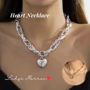 ハートチェーンネックレス ストリートネックレス かっこいいネックレス ネックレス Y2Kネックレス ユニセックス シルバーネックレス メン