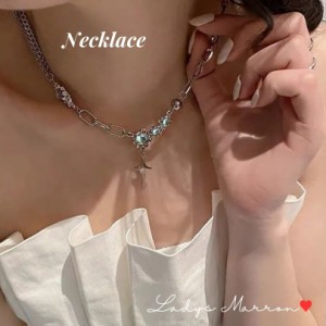 クロスネックレスレディース ロザリオネックレス 十字架ネックレス ゴシックネックレス かっこいいネックレス ネックレス Y2Kネックレス 