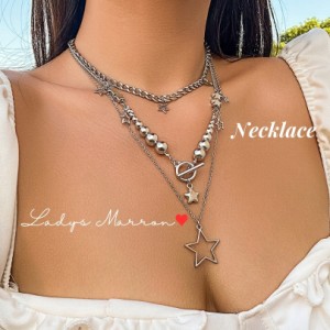 星ネックレス ストリートネックレス かっこいいネックレス ネックレス Y2Kネックレス ユニセックス シルバーネックレス メンズ レディー
