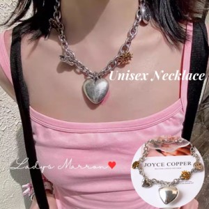 ネックレス y2k シルバーネックレス シルバーアクセサリー ハートネックレス ストリートネックレス かっこいいネックレス ネックレス ユ