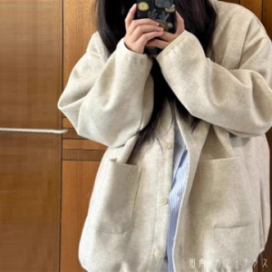 韓国系ファッションにもマッチしやすいオーバーシルエットなデザイン☆レディースファッション コート ジャケット