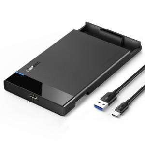 UGREEN 2.5インチ HDD ケース hdd/ssd ハードデスクケース SATA 3.0 USB3.1 Gen 2 Type-C接続規格 USB C to USB Aケーブル付き UASP対応 