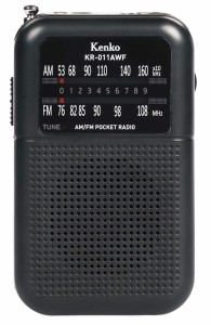 Kenko ラジオ AM/FMポケットラジオ KR-011AWF ワイドFM対応 単四形乾電池使用 イヤホン付属 ブラック