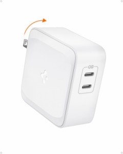 Spigen 2ポート70W 充電器 [ USB Type-C, PD3.0 急速充電, 単ポート 60W, 50W・20Ｗ, GaN II, 折りたたみ式プラグ ] Macbook Pro, iPhone