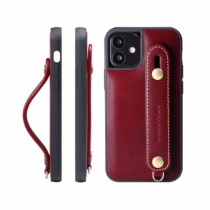 [HANATORA] iPhone ケース イタリアンレザー ベルトスタイル ネックストラップ付属 TGH-12mini-DarkRed