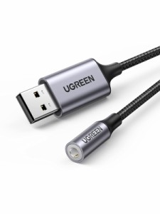 UGREEN USB オーディオ 変換アダプタ USB2.0 to 3.5mm 変換ケーブル 外付け サウンドカード 4極 TRRS 変換 イヤホン PS4 等適用 Windows/