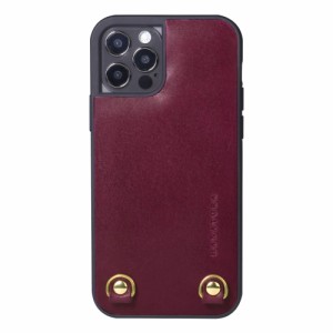 [HANATORA] iPhone ケース イタリアンレザー 本革 ダブルストラップホール ハンドストラップ付属 TGN-12Pro-Purple パープル iPhone 12 P