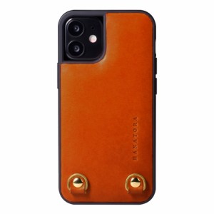 [HANATORA] iPhone ケース イタリアンレザー 本革 ダブルストラップホール ハンドストラップ付属 TGN-12Mini-Orange オレンジ iPhone 12 