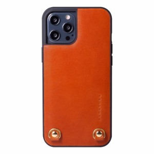 [HANATORA] iPhone ケース イタリアンレザー 本革 ダブルストラップホール ハンドストラップ付属 TGN-12ProMax-Orange オレンジ iPhone 1