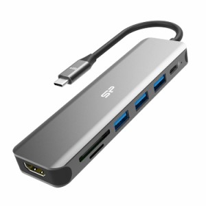 Silicon Power USB Cハブ 7-in-1 USB Cアダプター 60W電源供給 4K 30Hz HDMIポート 3 USB Aデータポート microSD SDカードリーダー MacBo