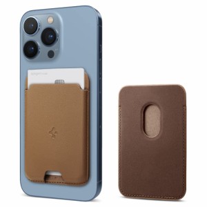 [Spigen] MagSafe対応 カードケース マグネット内蔵 高級レザー 磁気シールド スリム 背面 ウォレット iPhone 15 iPhone 14 iPhone13 iPh