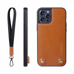 [HANATORA] iPhone ケース イタリアンレザー 本革 ダブルストラップホール ハンドストラップ付属 TGN-13ProMax-Orange オレンジ iPhone 1