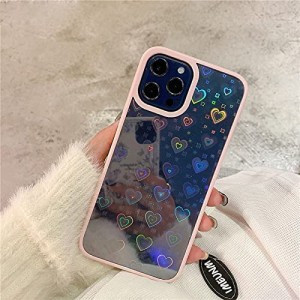 QLTYPRI iPhone XRケース クリア 透明 TPUカバー 韓国 可愛い グラデーション素材 ハート スマホケース 薄型 軽量 耐衝撃 黄ばみなし ワ